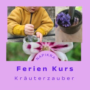 Kinder verarbeiten Wildkräuter